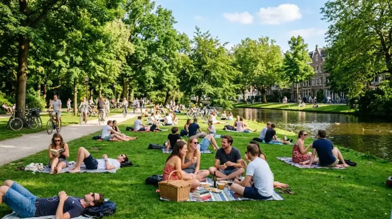People relaxing in a park in a cannabis-friendly city