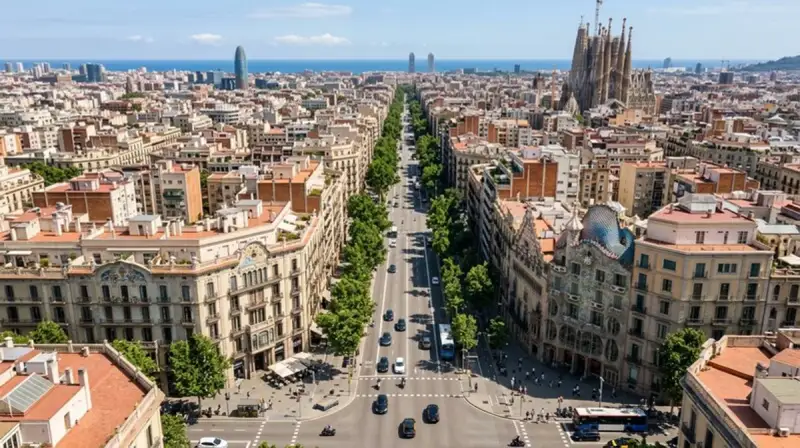 Barcelona Eixample grid with modernist architecture and wide avenues